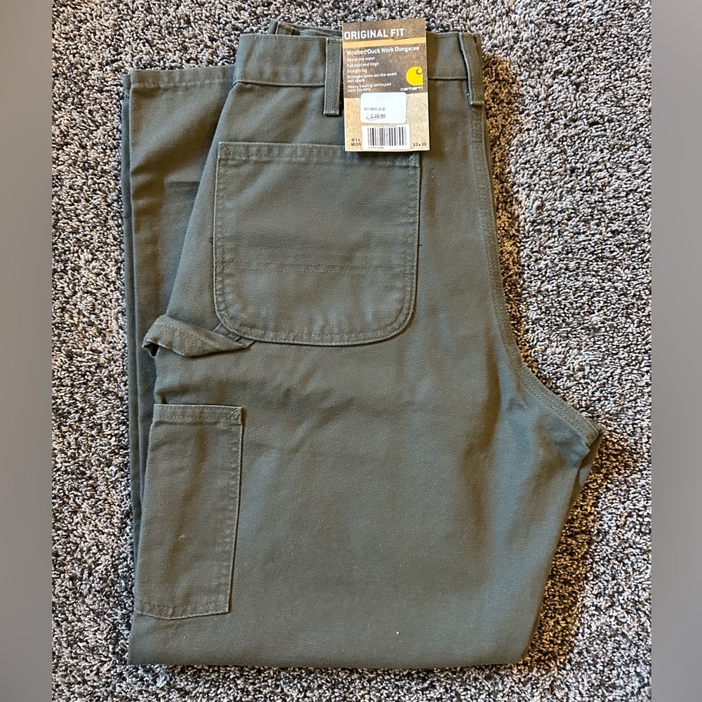 Carhartt Original Fit Washed Duck Utility Work Dungaree Sz 33X30 NWT